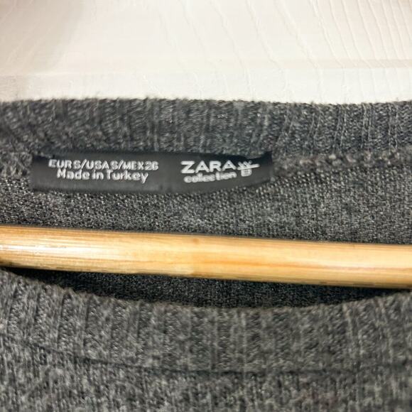 Zara Collection Oversized Charcoal Gray Knit Sweater Tunic Women’s Size Small - Picture 3 of 5